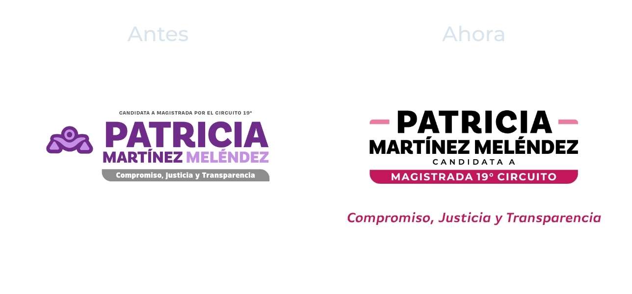 Comparación antes y ahora de la marca Patricia Martínez Meléndez.